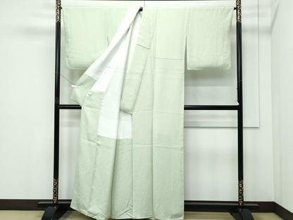 平和屋着物●極上　色無地・長襦袢セット　若芽色　花唐草地紋　逸品　CZAA5318s6