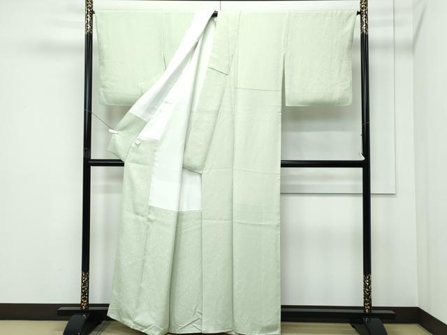 平和屋着物●極上　色無地・長襦袢セット　若芽色　花唐草地紋　逸品　CZAA5318s6