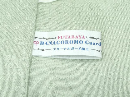 平和屋着物●極上　色無地・長襦袢セット　若芽色　花唐草地紋　逸品　CZAA5318s6