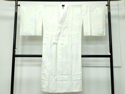平和屋着物●極上　色無地・長襦袢セット　若芽色　花唐草地紋　逸品　CZAA5318s6
