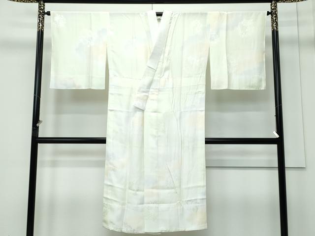 平和屋着物●極上　色無地・長襦袢セット　若芽色　花唐草地紋　逸品　CZAA5318s6