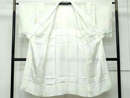 平和屋着物●極上　色無地・長襦袢セット　若芽色　花唐草地紋　逸品　CZAA5318s6