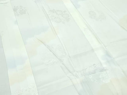 平和屋着物●極上　色無地・長襦袢セット　若芽色　花唐草地紋　逸品　CZAA5318s6