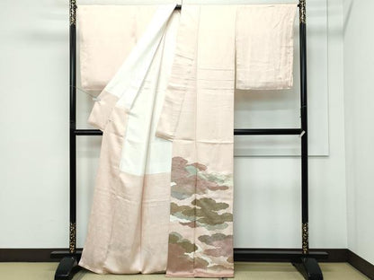 平和屋本店●極上　皇室献上作家　藤井寛　色留袖　駒刺繍　雲重ね　金彩　香色地　反端付き　逸品　未使用　CZAA5808s6
