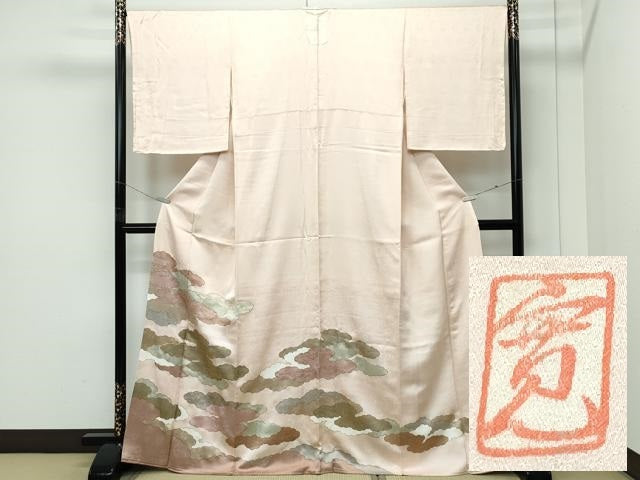平和屋本店●極上　皇室献上作家　藤井寛　色留袖　駒刺繍　雲重ね　金彩　香色地　反端付き　逸品　未使用　CZAA5808s6