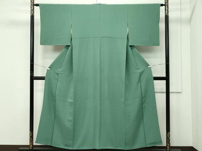 平和屋着物●極上　色無地　老竹色　逸品　CZAA5322s6