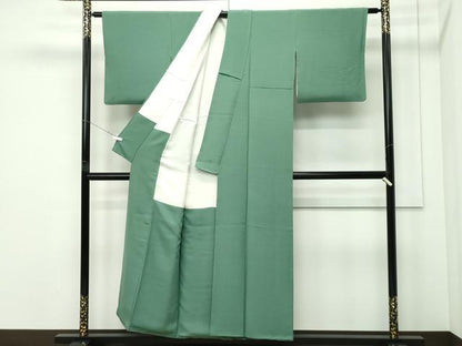 平和屋着物●極上　色無地　老竹色　逸品　CZAA5322s6