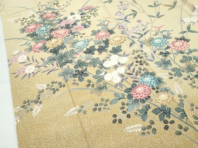 平和屋着物●極上　訪問着　作家物　草花文　たたき染め　反端付き　逸品　CZAA5329s6