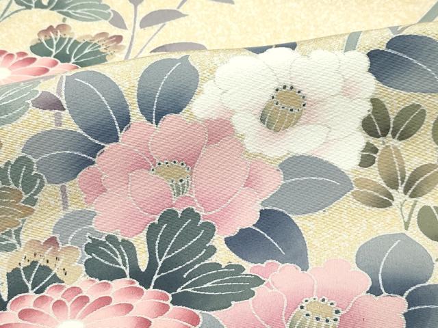 平和屋着物●極上　訪問着　作家物　草花文　たたき染め　反端付き　逸品　CZAA5329s6
