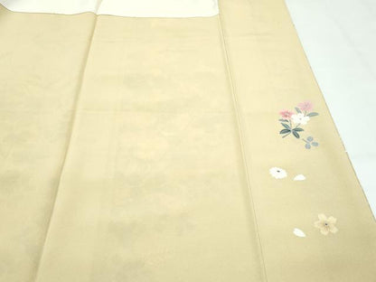 平和屋着物●極上　訪問着　作家物　草花文　たたき染め　反端付き　逸品　CZAA5329s6