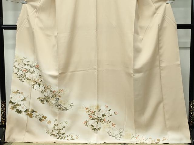 平和屋着物●極上　訪問着　草花文　暈し染め　金彩　枯色地　逸品　CZAA5332s6