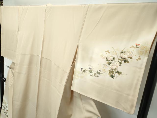 平和屋着物●極上　訪問着　草花文　暈し染め　金彩　枯色地　逸品　CZAA5332s6