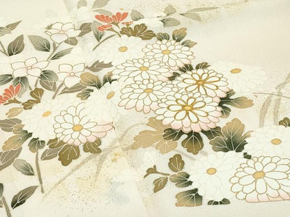 平和屋着物●極上　訪問着　草花文　暈し染め　金彩　枯色地　逸品　CZAA5332s6