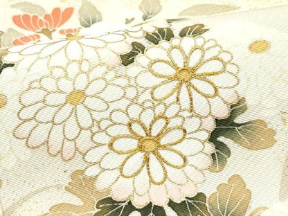 平和屋着物●極上　訪問着　草花文　暈し染め　金彩　枯色地　逸品　CZAA5332s6