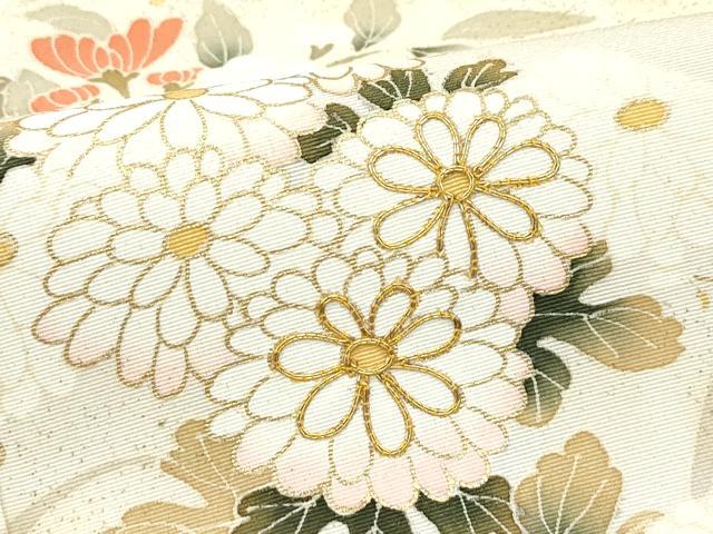 平和屋着物●極上　訪問着　草花文　暈し染め　金彩　枯色地　逸品　CZAA5332s6