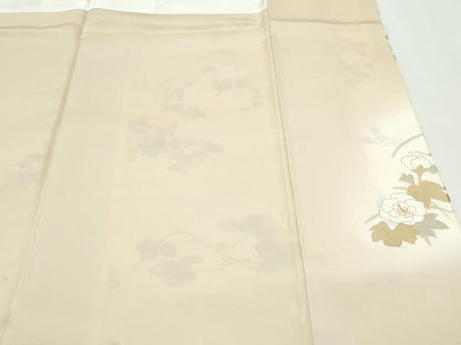 平和屋着物●極上　訪問着　草花文　暈し染め　金彩　枯色地　逸品　CZAA5332s6