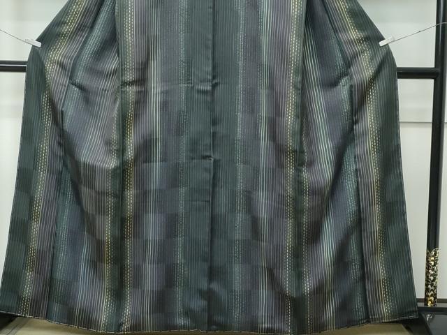 平和屋着物●極上　ろうけつ染め作家　狩野嘉一郎　紬　間道　逸品　未使用　CZAA5335s6