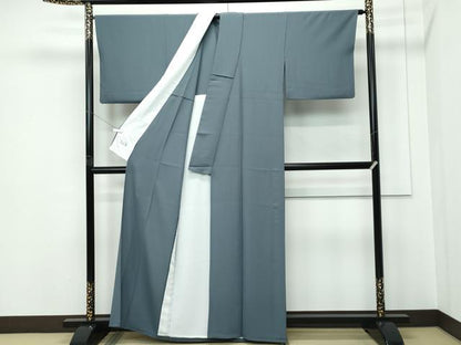 平和屋着物▽極上 洗える最高級着物 ＜英＞はなぶさ謹製 色無地 単衣 鉄御納戸色 逸品 CZAA5341s6