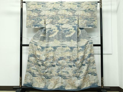 平和屋本店●極上　訪問着　中国三大刺繍　スワトウ刺繍　人物風景文　暈し染め　金糸　さが美扱い　逸品　CZAA5343s6