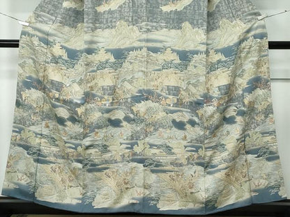 平和屋本店●極上　訪問着　中国三大刺繍　スワトウ刺繍　人物風景文　暈し染め　金糸　さが美扱い　逸品　CZAA5343s6