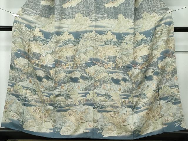 平和屋本店●極上　訪問着　中国三大刺繍　スワトウ刺繍　人物風景文　暈し染め　金糸　さが美扱い　逸品　CZAA5343s6