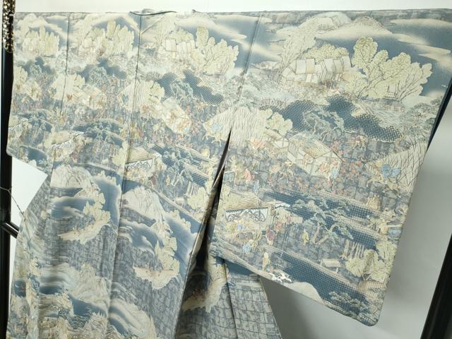 平和屋本店●極上　訪問着　中国三大刺繍　スワトウ刺繍　人物風景文　暈し染め　金糸　さが美扱い　逸品　CZAA5343s6
