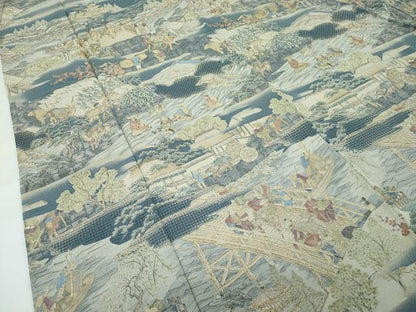 平和屋本店●極上　訪問着　中国三大刺繍　スワトウ刺繍　人物風景文　暈し染め　金糸　さが美扱い　逸品　CZAA5343s6
