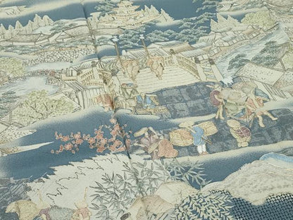 平和屋本店●極上　訪問着　中国三大刺繍　スワトウ刺繍　人物風景文　暈し染め　金糸　さが美扱い　逸品　CZAA5343s6