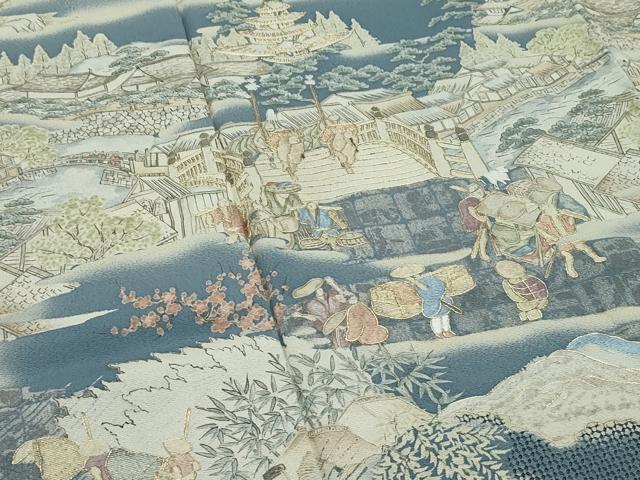 平和屋本店●極上　訪問着　中国三大刺繍　スワトウ刺繍　人物風景文　暈し染め　金糸　さが美扱い　逸品　CZAA5343s6