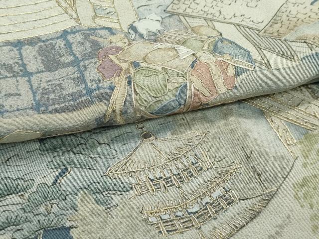 平和屋本店●極上　訪問着　中国三大刺繍　スワトウ刺繍　人物風景文　暈し染め　金糸　さが美扱い　逸品　CZAA5343s6