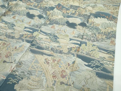 平和屋本店●極上　訪問着　中国三大刺繍　スワトウ刺繍　人物風景文　暈し染め　金糸　さが美扱い　逸品　CZAA5343s6