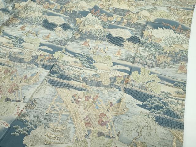 平和屋本店●極上　訪問着　中国三大刺繍　スワトウ刺繍　人物風景文　暈し染め　金糸　さが美扱い　逸品　CZAA5343s6
