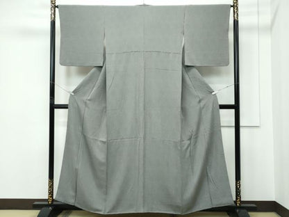 平和屋着物●極上　江戸小紋　角通し　絹鼠×黒　逸品　CZAA5345s6