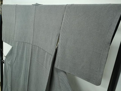 平和屋着物●極上　江戸小紋　角通し　絹鼠×黒　逸品　CZAA5345s6