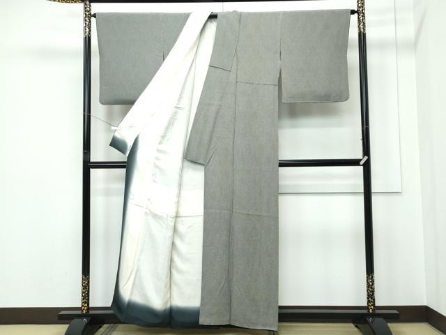 平和屋着物●極上　江戸小紋　角通し　絹鼠×黒　逸品　CZAA5345s6