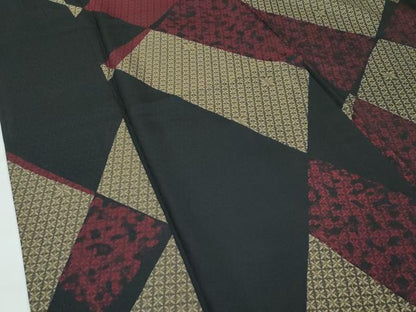 平和屋本店▽極上　男性　お召　単衣　切嵌吉祥文　黒地　さが美扱い　逸品　CZAA5796s6
