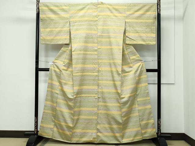 平和屋着物●極上　紅花紬　米沢　横段文　逸品　CZAA5349s6