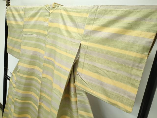 平和屋着物●極上　紅花紬　米沢　横段文　逸品　CZAA5349s6