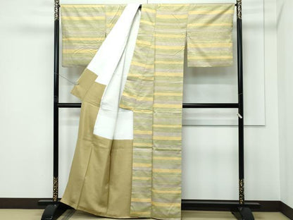 平和屋着物●極上　紅花紬　米沢　横段文　逸品　CZAA5349s6