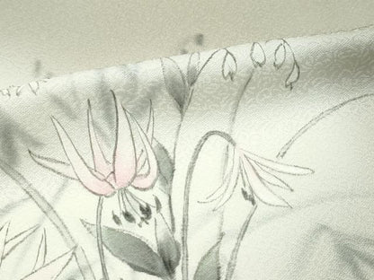 平和屋着物●極上　訪問着　手描き　草花文　暈し染め　灰汁色地　逸品　未使用　CZAA5350s6