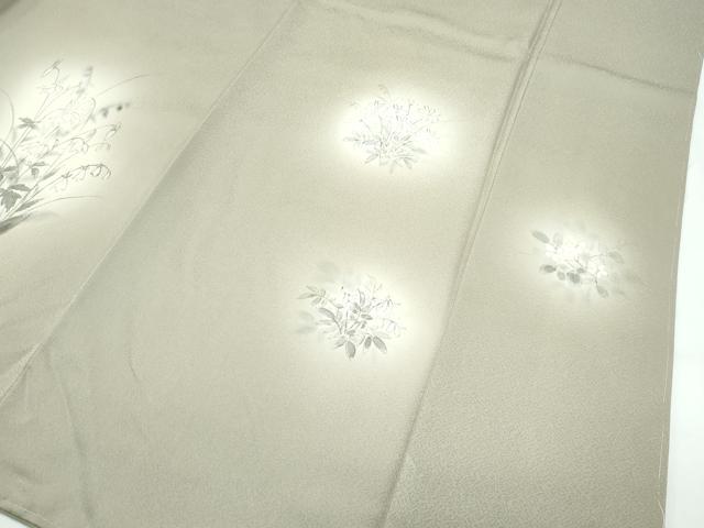 平和屋着物●極上　訪問着　手描き　草花文　暈し染め　灰汁色地　逸品　未使用　CZAA5350s6