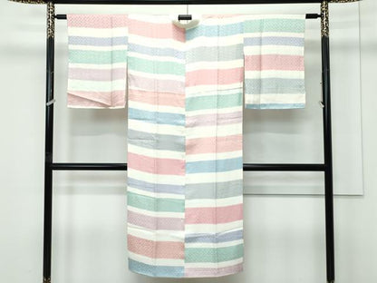平和屋着物●上質な長襦袢　袷　横段文　逸品　CZAA5352s6