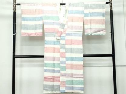 平和屋着物●上質な長襦袢　袷　横段文　逸品　CZAA5352s6
