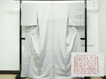 平和屋本店●極上　山口美術織物　皇室　伊勢神宮御用　西陣織　訪問着　総刺繍　寿光織　霞玩具文　金銀糸　枯野色地　逸品　CZAA5358s6
