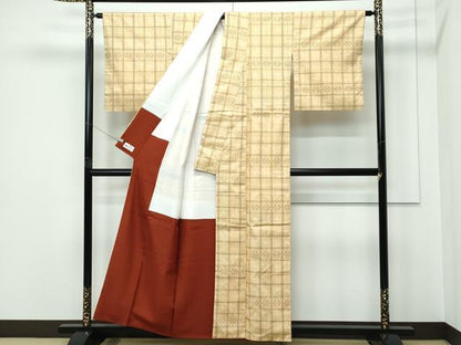 平和屋着物●極上　伝統工芸士　七代目　吉澤与市　須原花織　やまと誂製　証紙付き　逸品　CZAA5361s6