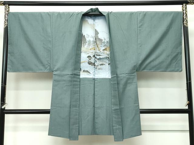 平和屋着物●極上　男性　紬　アンサンブル　色無地　山鳩色　逸品　未使用　CZAA5366s6