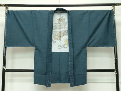 平和屋着物●極上　男性　紬・髭紬長羽織セット　霞文　逸品　未使用　CZAA5367s6