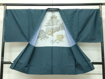 平和屋着物●極上　男性　紬・髭紬長羽織セット　霞文　逸品　未使用　CZAA5367s6