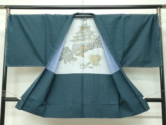 平和屋着物●極上　男性　紬・髭紬長羽織セット　霞文　逸品　未使用　CZAA5367s6
