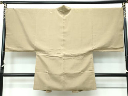 平和屋本店●極上　男性　紬・長羽織セット　色無地　着物：朽葉色　羽織：利休茶色　逸品　CZAA5368s6